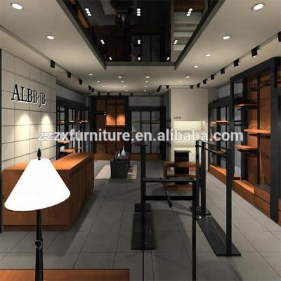 China Eco - Friendly Display Furniture With Stainless Steel Wood Shelves Clothing Store Furniture for sale