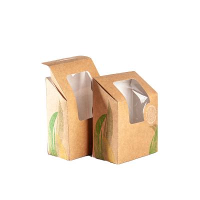 China High Quality Biodegradable Hot Sales Swamp Cake Food Take Away Printed Package Brown Kraft Paper Box With Window for sale