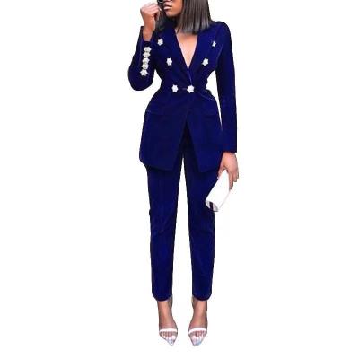 China 2021 European and American Amazon 65%Cotton+35%Polyester Small Suit Solid Color Women's Casual Jacket Fall and Winter for sale