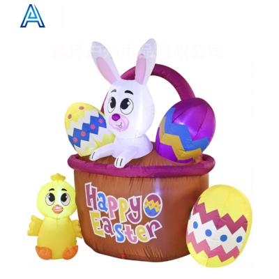 China Advertising& Easter Decorations Polyester Inflatable Egg Celebration Toy Inflatable Rabbit Basket Carrot With LED Lighting for sale