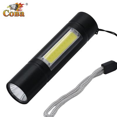 China Coba Q5+COB Mini Flashlight Rechargeable Built-in Li-ion Battery Aluminum Alloy Powerful Flashlight Super Bright USB Mini Input for sale