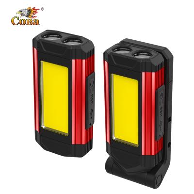 China Fishing Camping Emergency Hiking Coba Portable XPE COB USB C Input Rechargeable Li-ion Battery Built-in Output As Power Bank With Tail Hook Magnet Led Work Light for sale