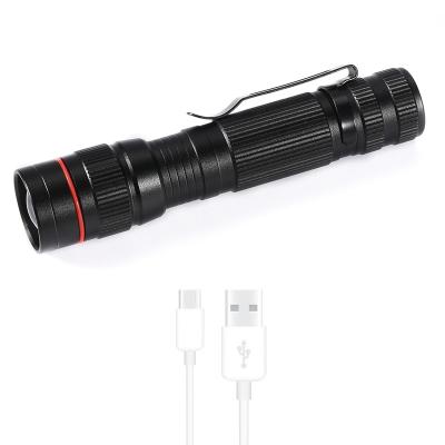 China Outdoor Rise Emergency Industrial Coba Led Torch XPE Aluminum Alloy USB Input Rechargeable 18650 Battery Built-in Zoom With Strong Clip Flashlight for sale