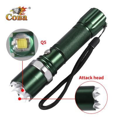 China Coba Q5 Emergency Torch Aluminum Alloy D.C. Outdoor Industrial Rechargeable Lithium Battery Buzzer Tactical Flashlight for sale