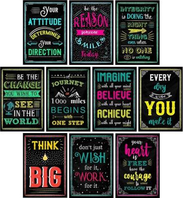 China Modern Wall Art 10 Chalkboard Classroom Inspirational Motivational Posters for Students Teacher Classroom Decorations for sale