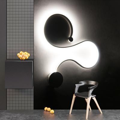 China New Modern Minimalist Simple Line Creative Room Decorative Wall Pattern Corridor Bedroom Living Room Bedside Wall Lamp Nordic Art for sale