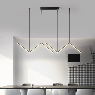 China Minimalist Nordic Personality LED Chandelier Living Room Dining Room Lamp Bedroom Study Chandelier Geometric Line Bar Art Lamp for sale