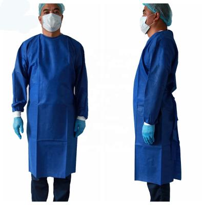 China 45 Gsm Disposable Surgical Gowns Waterproof Cloth SMS Cloth Isolation Surgical Blue Gown Disposable Surgical Gown for sale