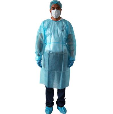 China Use manufacturer Cheap medical/operating disposable medical isolation gown sms pp non woven pe isolation gown CE for sale