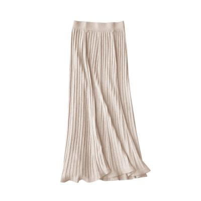 China Breathable knit solid color full-swing skirt 2022 new women's pleated skirt with a high waist and slim figure for sale