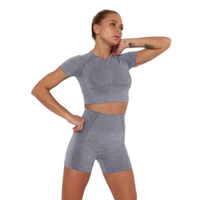 China New Product Antibacterial Good Quality Quick Dry Sports Suit Short Sleeve Fitness And Yoga Wear For Woman for sale