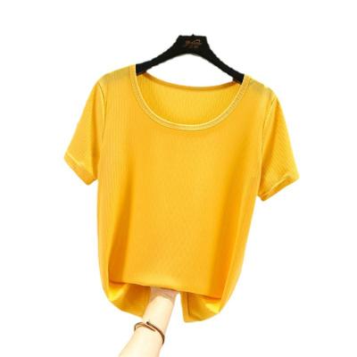 China High Quality Polyester/Cotton Women Fashion Leisure Knitted Short Sleeve T-Shirt for sale