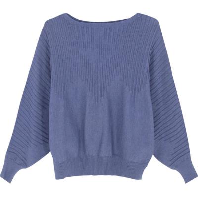 China Autumn Round Neck Women Striped Modern Breathable Spring Sweater Bat Short Loose Sleeve for sale