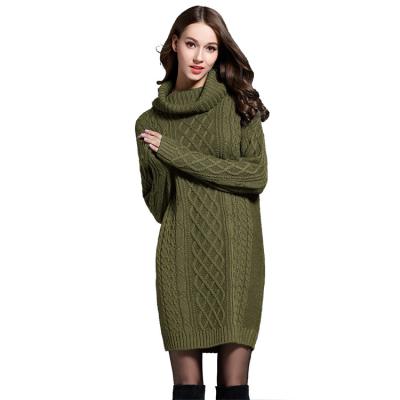 China 2022 Hot Selling Big Women's Knitwear Anti-wrinkle 2022 Neck Women's Long Dress Tortoise Sweater for sale