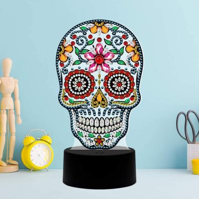 China Classic Design Brand New Skull Shape Diy Special Shaped Beads Led Diamond Painting Lamp Night Lights for sale