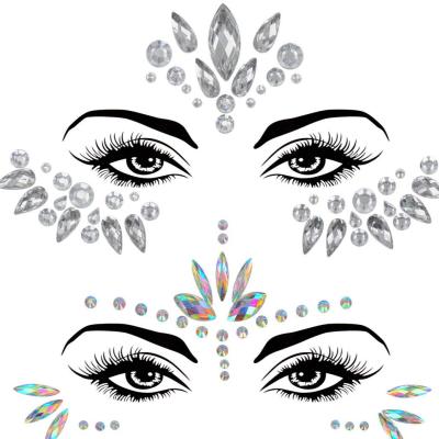 China Mermaid Face Eco-Friendly Jewelry Sticks Rhinestone Praise Festival Halloween Face Crystal Gems Sticker for sale