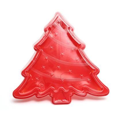 China Christmas tree sushi box Baked chocolate cake sushi box Disposable plastic takeout fresh packaging box for sale