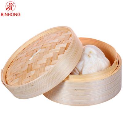 China Natuurlijk Keukengereedschap 2 Rij 12 Duim Mini Bamboo Steamer Te koop