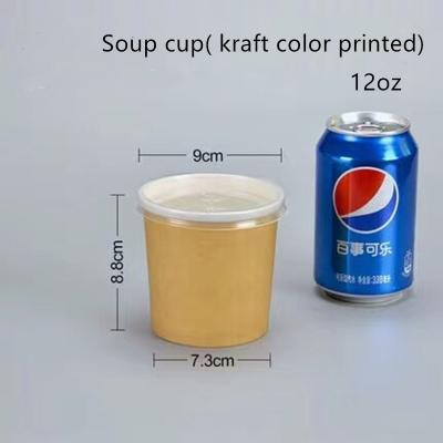 China Moisture Resistant Brown Kraft Ice Cream Cups With Transparent Lids for sale