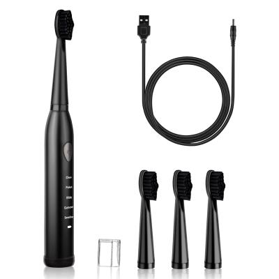 China Sonic Electric Toothbrush Battery Operated With Timer 5 Modes Electric Toothbrush Black Waterproof Electric Toothbrush for sale