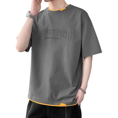 China Anti-wrinkle Custom Men's Heavy Cotton bland Solid Color Oversize Drop Shoulder Tshirt For 3d Puff Print T-shirts for sale