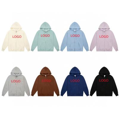 China Anti-wrinkle High Quality 100% 250Gsm  Heavy Weight Custom  Full Zip Hoodies For Men And Women for sale