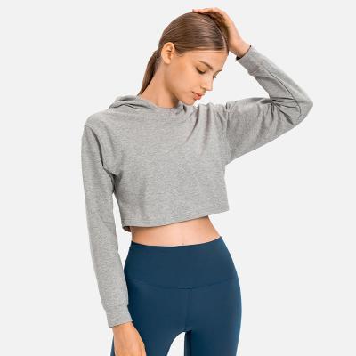 China Anti-wrinkle Leisure Design Yoga  80% cotton 20% Polyester Customer Gym Women Cropped Hoodies for sale