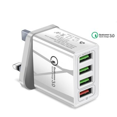 China Mobile Phone Wholesale 4 Ports USB Wall Charger 36W Quick Charging QC 3.0 Plug for sale