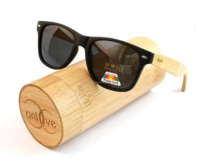 China Fashion Sunglasses Wooden Bamboo Sunglasses Men Retail Black Polarized Bamboo Sunglasses 2021 Frame Plastic Bamboo Temple Lens for sale