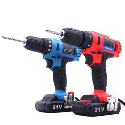 China Power Tool 21V 10mm Variable Speed ​​Electric Drill Driver With Li-ion Battery Cordless Impact Drill 210*200*50mm for sale