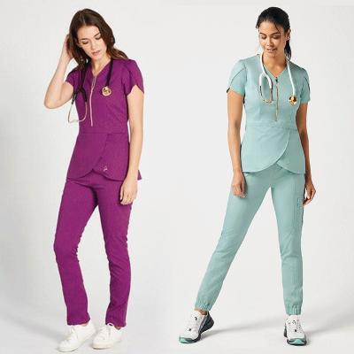 China Hospital Hospital Uniforms Medical Nursing Scrub Uniform Scrub Sets Short Sleeve Tops Jogger Pants for sale