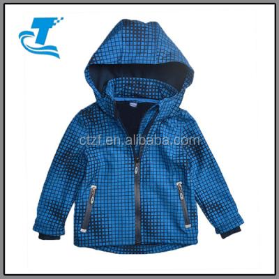 China Kids/Kids Boys Plaid Softshell Breathable Blue Jacket 2 To 8Y Windproof Jacket for sale