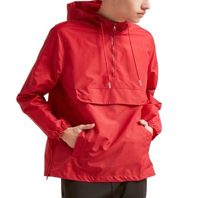 China Waterproof Half Zipper Plain Dyed Jacket Men Pullover Anorak With Stomach Pocket for sale