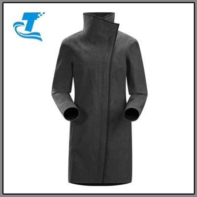 China Gray Women Shell Jacket Long Coat Breathable Wind Resistant Wool Blend Coat With Cosmopolitan Style for sale