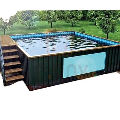 China 2021 Modern Factory 20ft 40ft Shipping Container Outdoor Acrylic Swimming Pools With Glass for sale