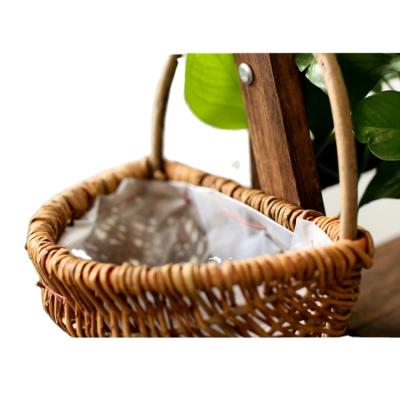 China Natural Hanging Willow Wall Flower Basket Multi-meat Flower Pot Balcony Flower Rack Natural Materials for sale