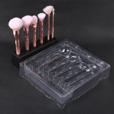 China Guangzhou Environmental Protection Custom Disposable Transparent Makeup Brush Insert Tray Plastic Blister Packing for sale