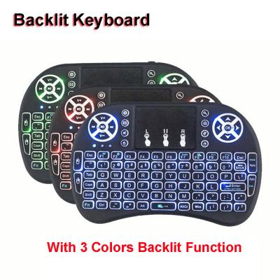 China QWERTY Keyboard + Mouse + 7 Color Backlit 2.4G Backlit i8 Pro Wireless MINI Keyboard Wholesale 3 Color with Rechargeable Battery for Android TV Smart Box for sale