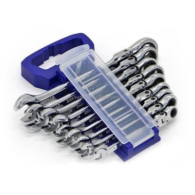 China Hot Selling CRV Metric Car Repair Hand Tool Flexible Ratchet Combination Wrench Set for sale