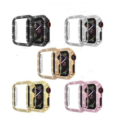 China Waterproof For Apple Watch Case Luxury For Series 5 4 3 Case Shinning 38 Bling Case Protector 40 42 44mm Diamond Watch Box for sale