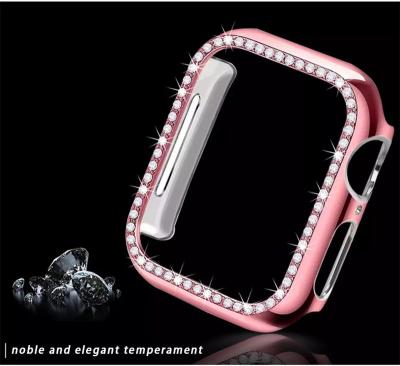 China Blingbling Waterproof Luxury PC With Diamond Watch Case Frame Cover Case For Apple Watch 38mm 40mm 42mm 44mm for sale