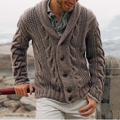 China Custom Long Sleeve Winter Fashionable Clothes Plus Size Mens Button Cardigan Knitted Sweater for sale