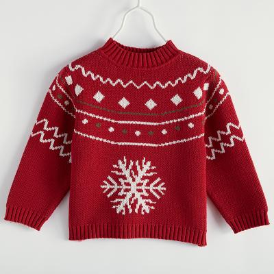 China 2020 Winter Kids Christmas Snow Kids Sweater Ugly Red Round Neck Knitted Sweater for sale