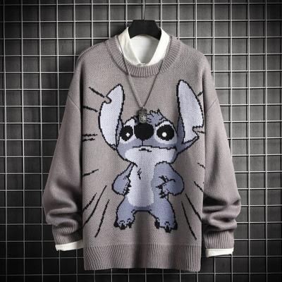 China Autumn And Winter Jacquard Knit Upper Unisex Pullover Anti-wrinkle Knit Loose Thickened Retro Sweater Knitwear for sale