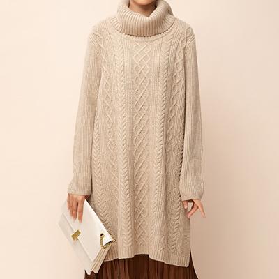 China Custom Anti-Wrinkle Sweater Knitted Sweaters Slouchy Knitwear For Women Manufacturer Turtleneck Plus Size Sweaters Autumn for sale