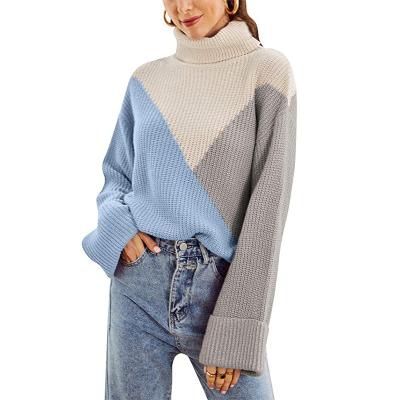 China Wholesale Hot Sale Anti-Wrinkle Stain Stock Women Knit Sweater SweaterWith Turtle Neck Quilting Color Knit Sweater for sale