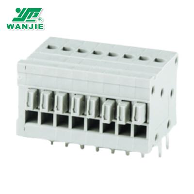 China Wanjie PCB Screwless Terminal Block Pitch 2.5mm 90 Degree WJ211R-2.5 26-18awg for sale