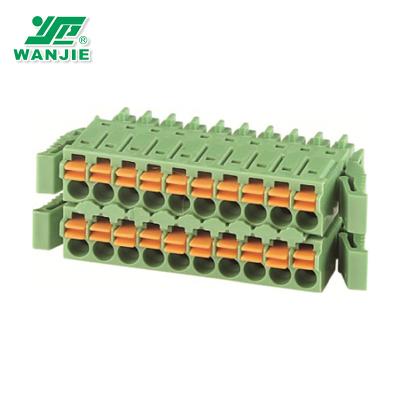 China Wanjie 3.5mm Pitch Two Line Screwless Terminal Block With Clips WJ15EDGKNG-B--3.5 24-16awg for sale