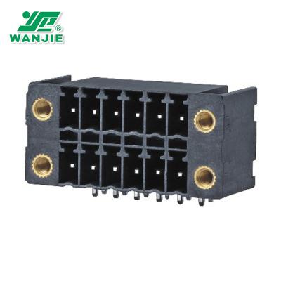 China Dual Header 2X 3.5mm Horizontal High Temperature Pluggable Terminal Block WJ15EDGRHBM-THT-3.5/3.81 24-16awg for sale