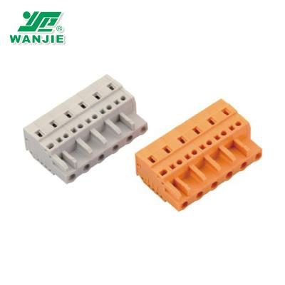 China Wanjie MCS 100% screwless terminal block connector female connector protected against mismating WJ0601-02 22-14awg for sale